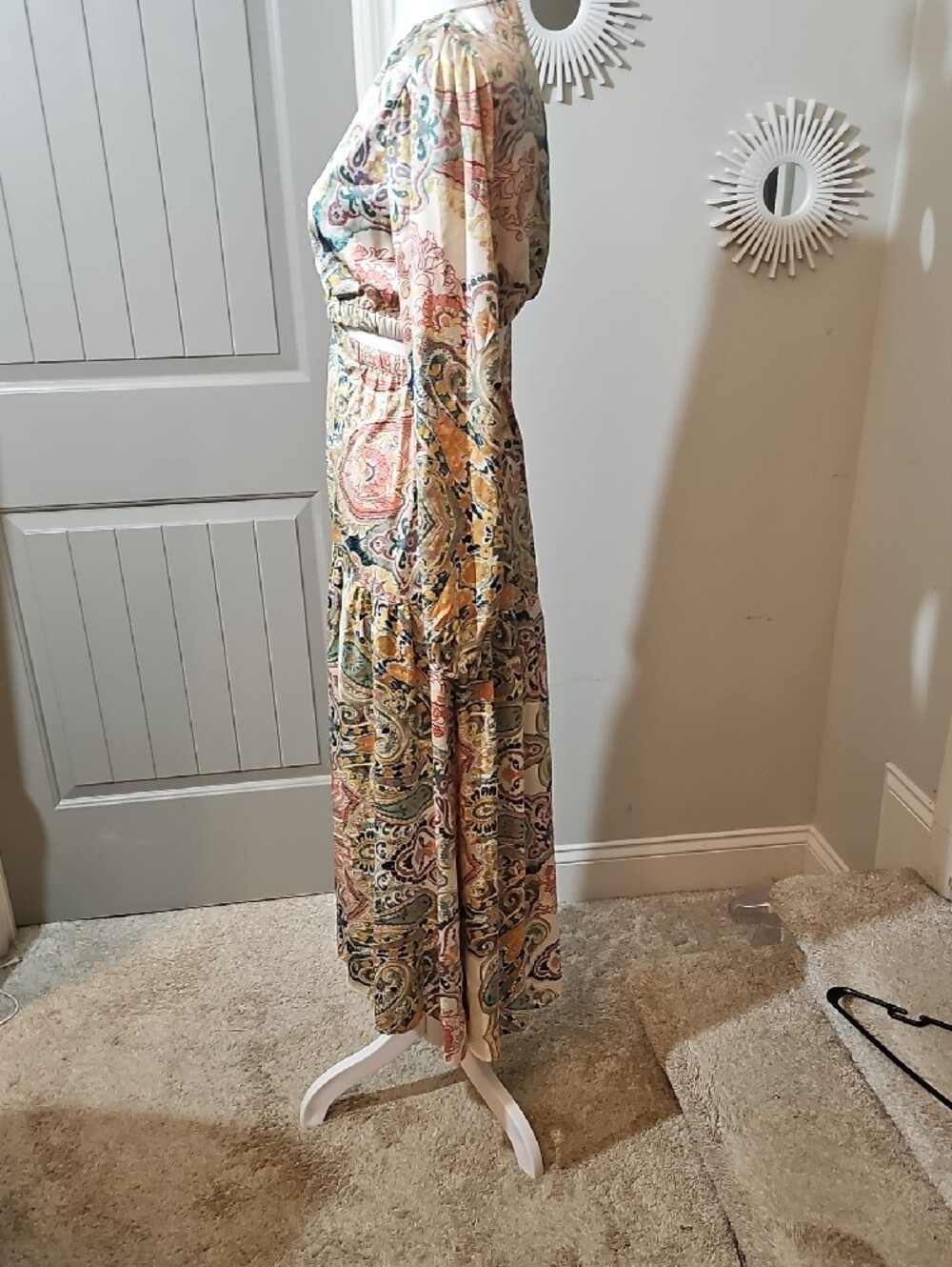 Lush Cream Paisley Wrap Maxi Dress - Picture 9 of 12